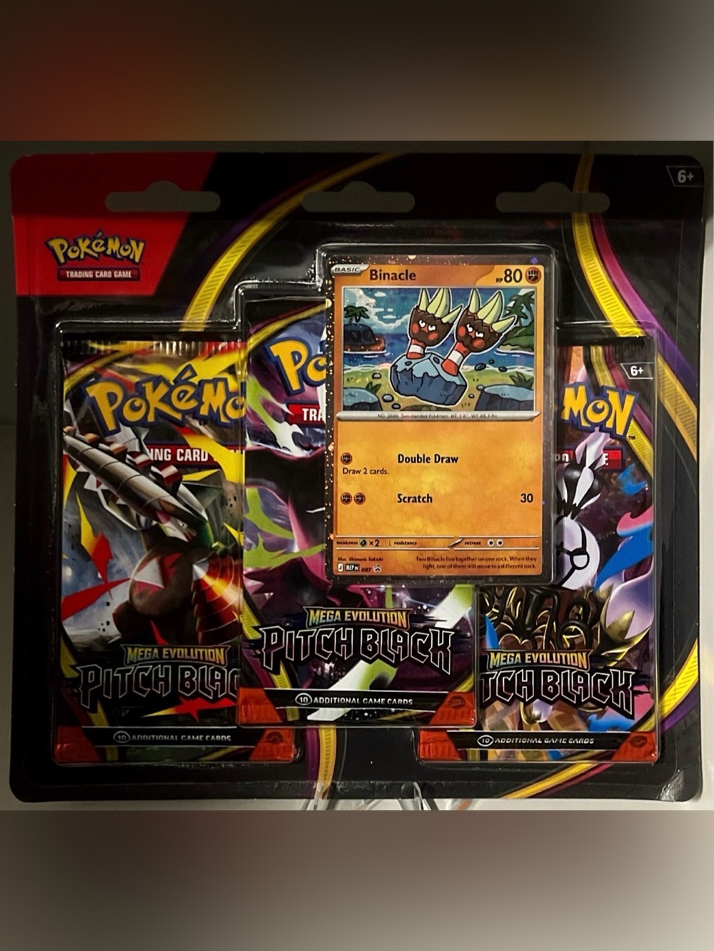 Pokémon TCG Mega Evolution - Pitch Black: 3 Pack Blister W/ BINACLE Promo